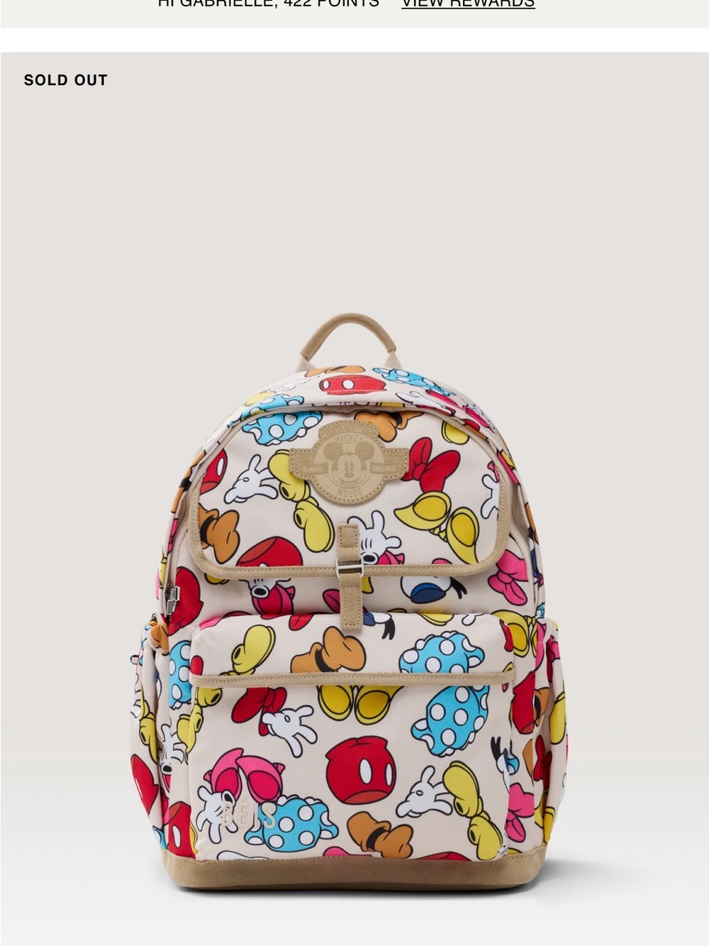 Disney Cream Multicolor Mickey & Friends Print Kids Backpack BÉIS